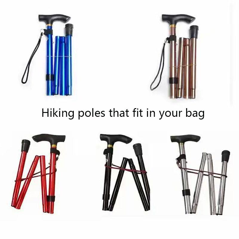 Adjustable 5-Section Aluminum Hiking Pole Shock Absorbing Lightweight Travel Stick for Hiking and Walking