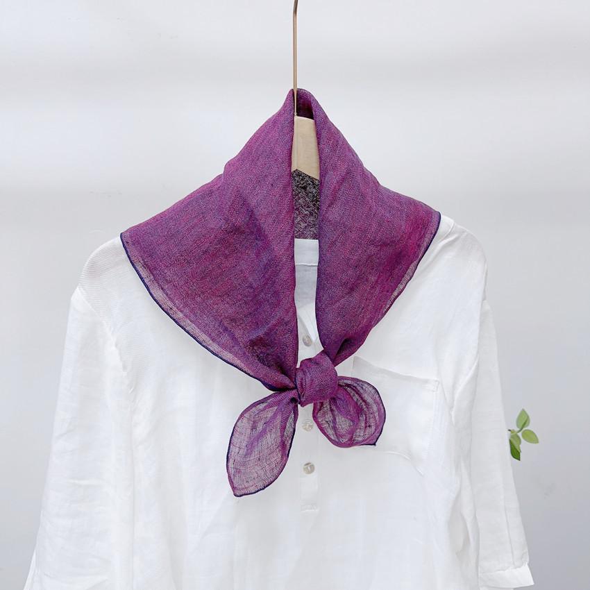 Thin Cotton And Linen Solid Color Square Scarf Plaid Square Scarf Women'S Summer Neck Protection Small Silk Scarf Accessories Small Scarf