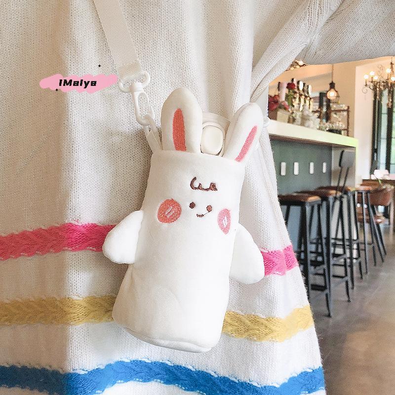 1Pcs Winter Plush Insulated Water Bottle Cover Cartoon Portable Cup Pouch for Vacuum Glass Cups - Soft Touch Protective Case