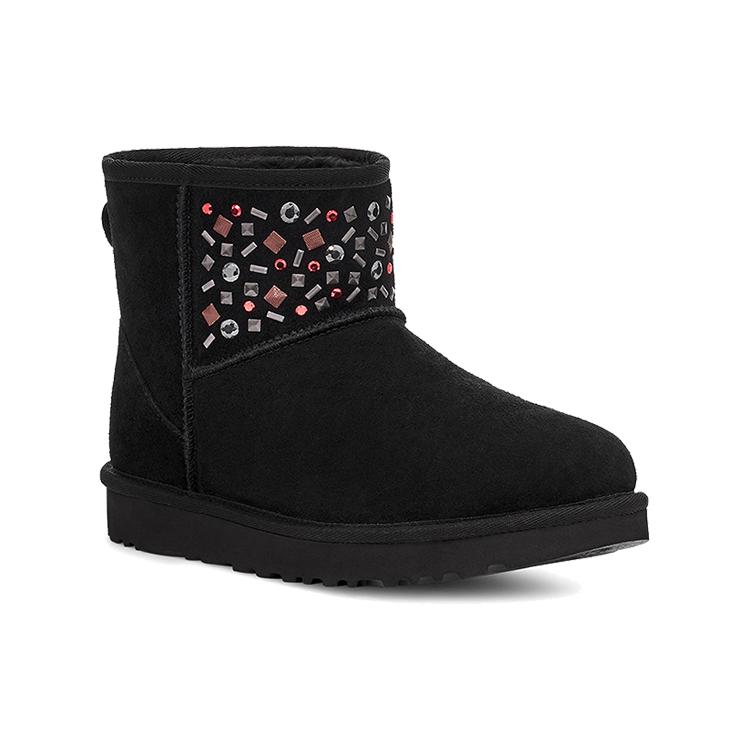 UGG Classic Mini Stud Ii Rivets Snow Boots Black Women's 1119101-BLK