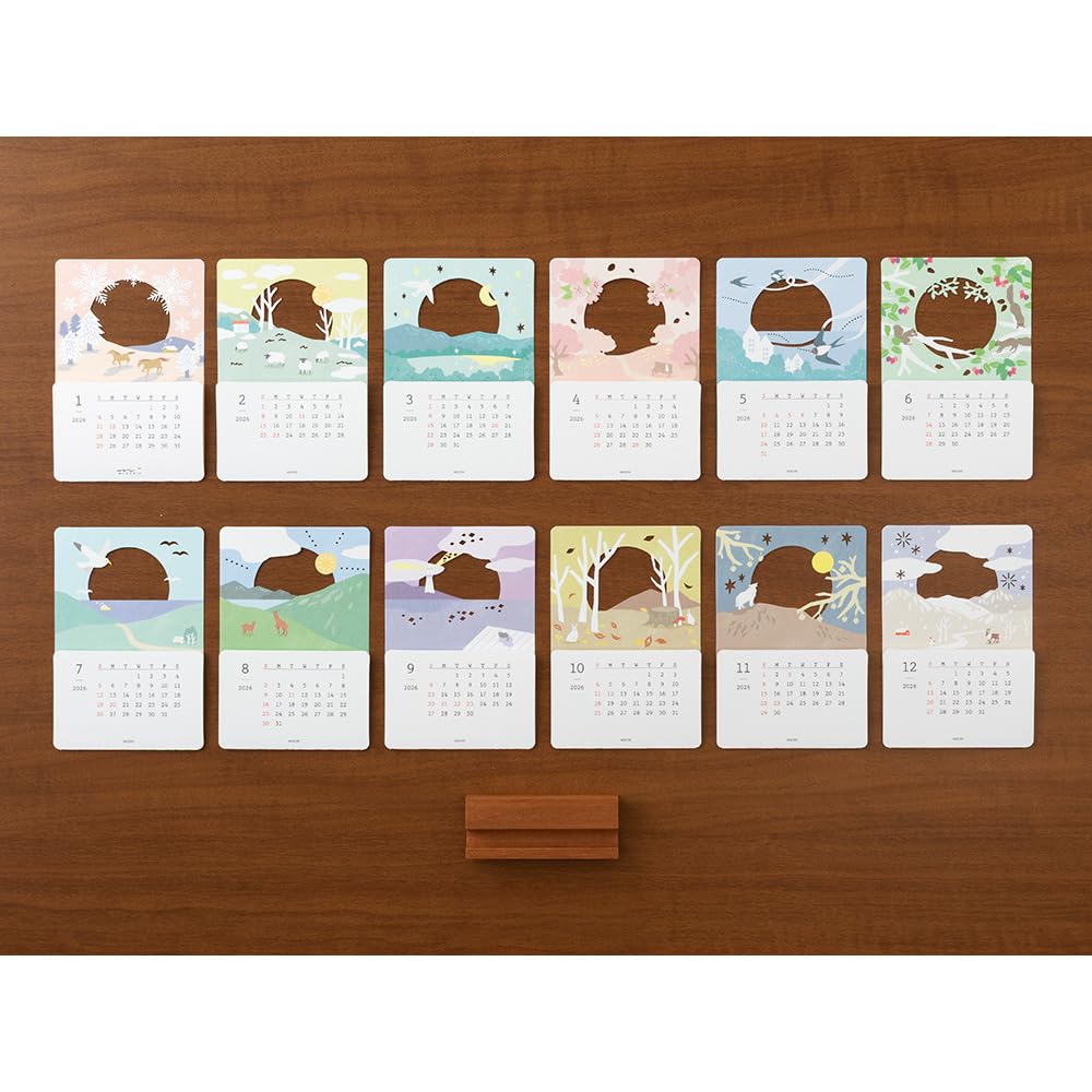Midori 2026 Calendar, Desktop, Seasonal Calendar, Limited Edition, with Bookmark, Landscape Design, 31369006