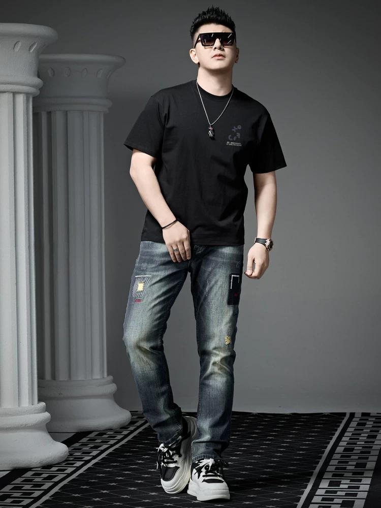 European-Style Round Neck Short-Sleeve T-Shirt for Men, Summer 2025 New Trendy Brand with Bear Print, Half-Sleeve Men's Top