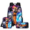 3Pcs Set School Backpack with Front Pocket, Crossbody Bag & Pencil Bag, Cartoon NARUTO, Lightweight for Boys & Girls Ages 6-10