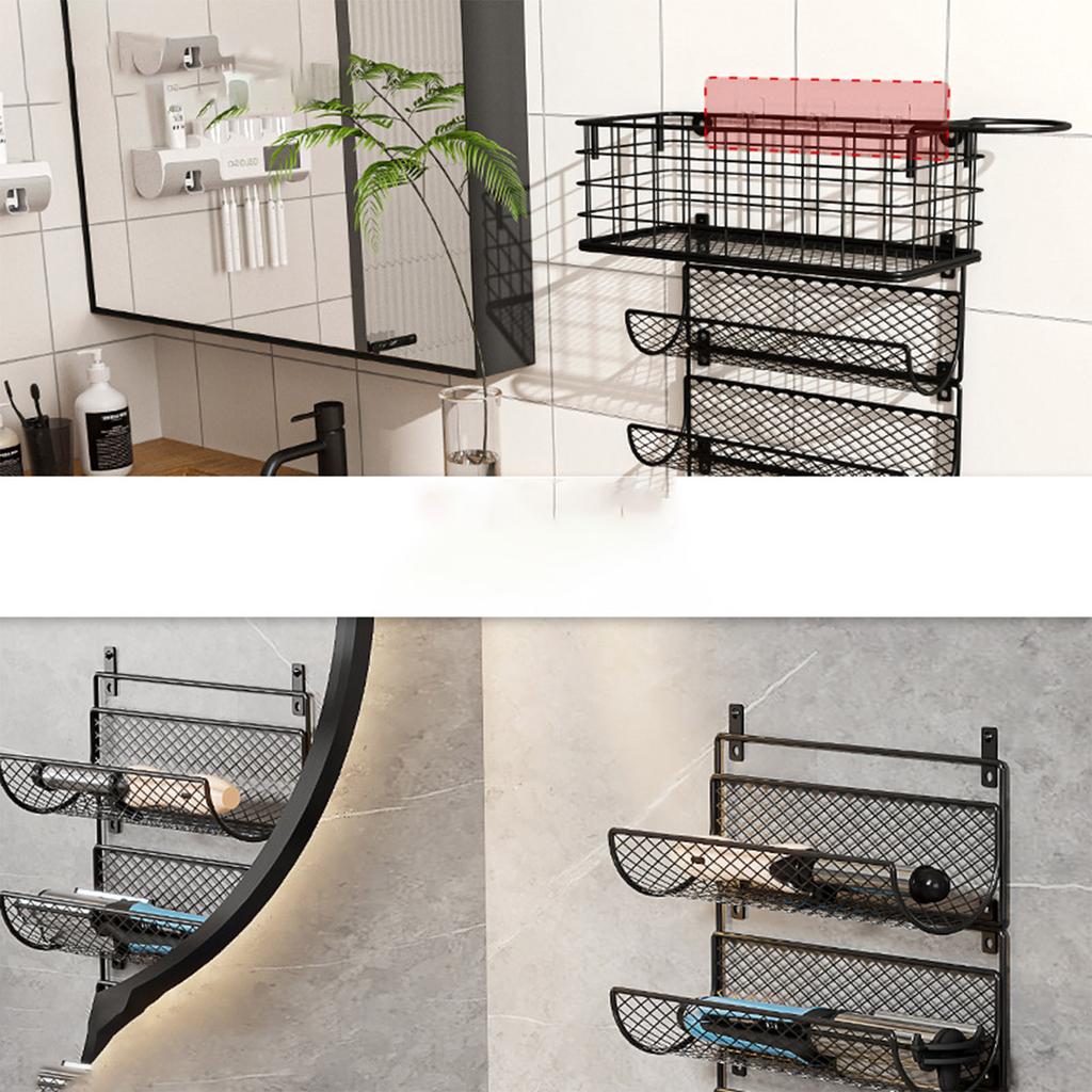 Multi-layer hair dryer rack wall-mounted punch-free hair dryer rack bathroom multi-function hair dryer rack
