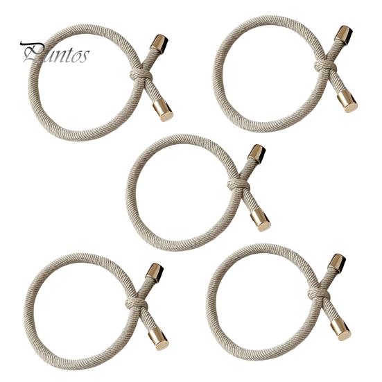 

5 шт. женские резинки для волос, высокие эластичные завязанные дизайны, металлические украшения, держатели для хвостиков, аксессуары для волос бежевый