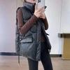 Women's Stand Collar Sleeveless Quilted Vest Loose Fit Winter Warm Padded Waistcoat