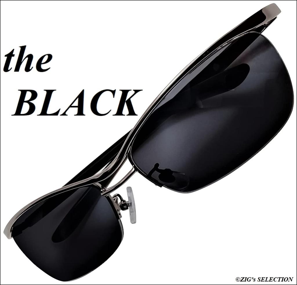 All Dark UV Black Original Sunglasses Case with Cloth [ZIGs] Black, Black, Protection, Frame, Metal, Half-Rim, Two-Bridge, Square, Men's, (gls03bl)