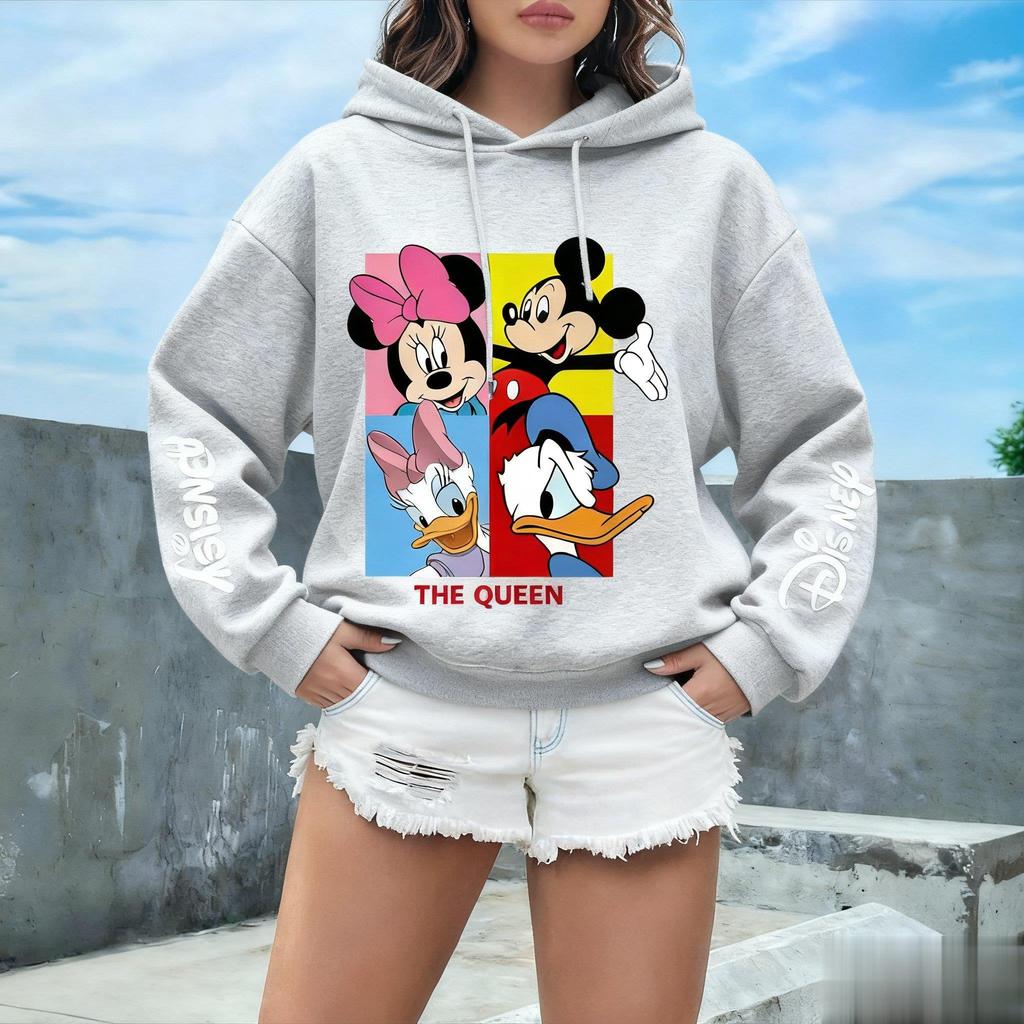 Oversized Vintage Mickey Minnie Disney Print Hoodie Women Men Casual Pullover Sweatshirt Streetwear Spring Autumn New Fashion