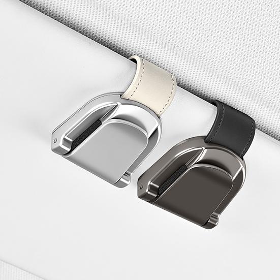 Car Sunglasses Clip for Visor Multi-Function Holder for Glasses Cards Ticket Scratch-Resistant Lining Zinc Alloy Elastic Clamp Car Sun Visor Accessory