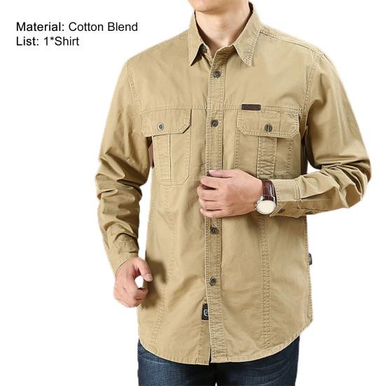 Pánská jednobarevná jednořadá košile s mnoha kapsami Pánský top odolný proti opotřebení na denní nošení