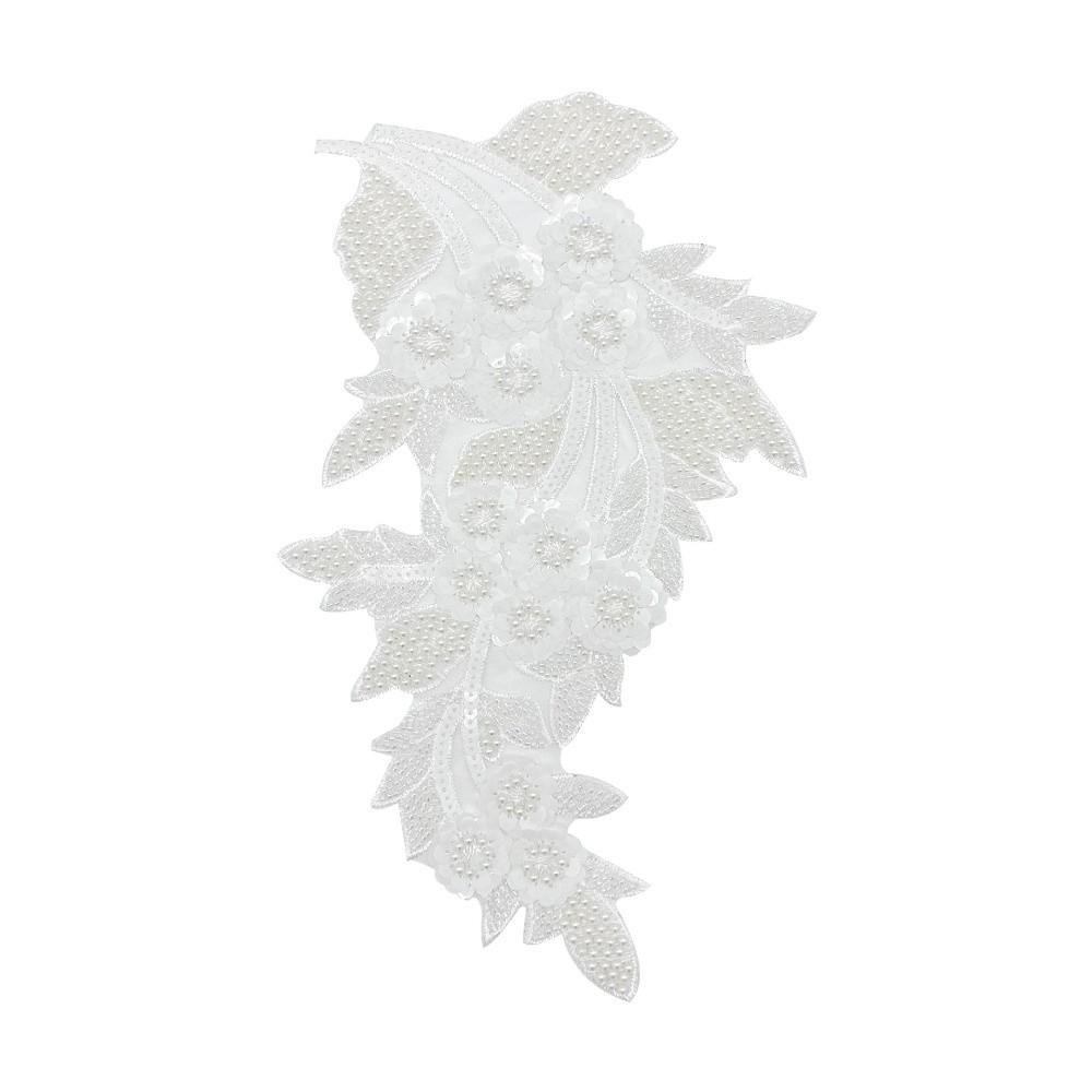 

Fashion 3D Sequin Flower Patches Handmade Embroidery Clothing Applique DIY Handwork Patches Bridal Gown 33x21cm білий