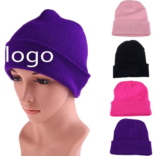 Custom Beanie Embroidery Jacquard logo Men Blue Winter Slouchy Knitted Hats Custom Beanie Hat Unisex
