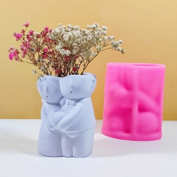 Couple Doll Silicone Mould for Flower Pots Vase Mold Concrete Cement Epoxy Resin