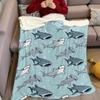 Cartoon Shark School Flannel Blanket Warm Soft Halloween Christmas Couch Warm Cozy Decorative Decor Gift For All Season