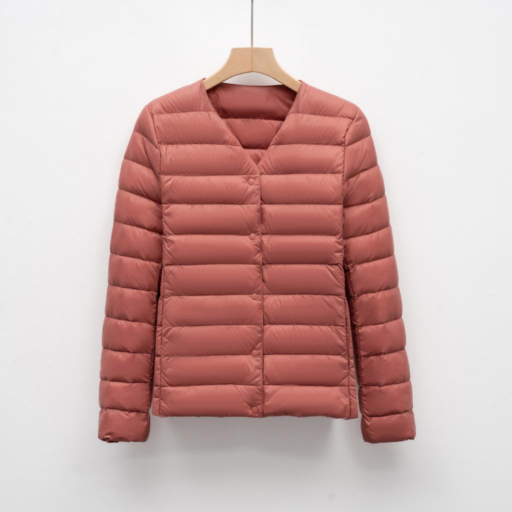 New Style Down Jacket Female Inner Liner Thin Collarless Long Sleeve Inner Wear Warm Round Collar Thin Light Down Inner Liner