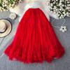 Gonne Lunghe in Tulle da Donna Vita Alta Elastica Linea ad A Lunghe Stratificate Tutù Ruffles in Rete Stratificate Svolazzanti Gonna da Fata Estiva Casual da Donna Midi in Rete