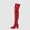 Fashion New Women's Long Boots Patent Leather Over The Knee Boots Sexy Womens Pumps Fashion Thick Heels Women Shoes Zlp Zapatos De Mujer