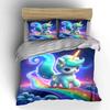 3Pcs Magical Unicorn On Rainbow Path Duvet Cover Set With 3D Printing Design Soft Polyester Bedding Set All-Season Comfort