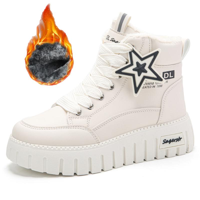 34-42 Kadın Kış Büyük Beden Moda Kalın Taban Ekstra Polar Yalıtımlı Pamuklu Botlar Kar Botları Yüksek Bilekli Pamuklu Ayakkabılar