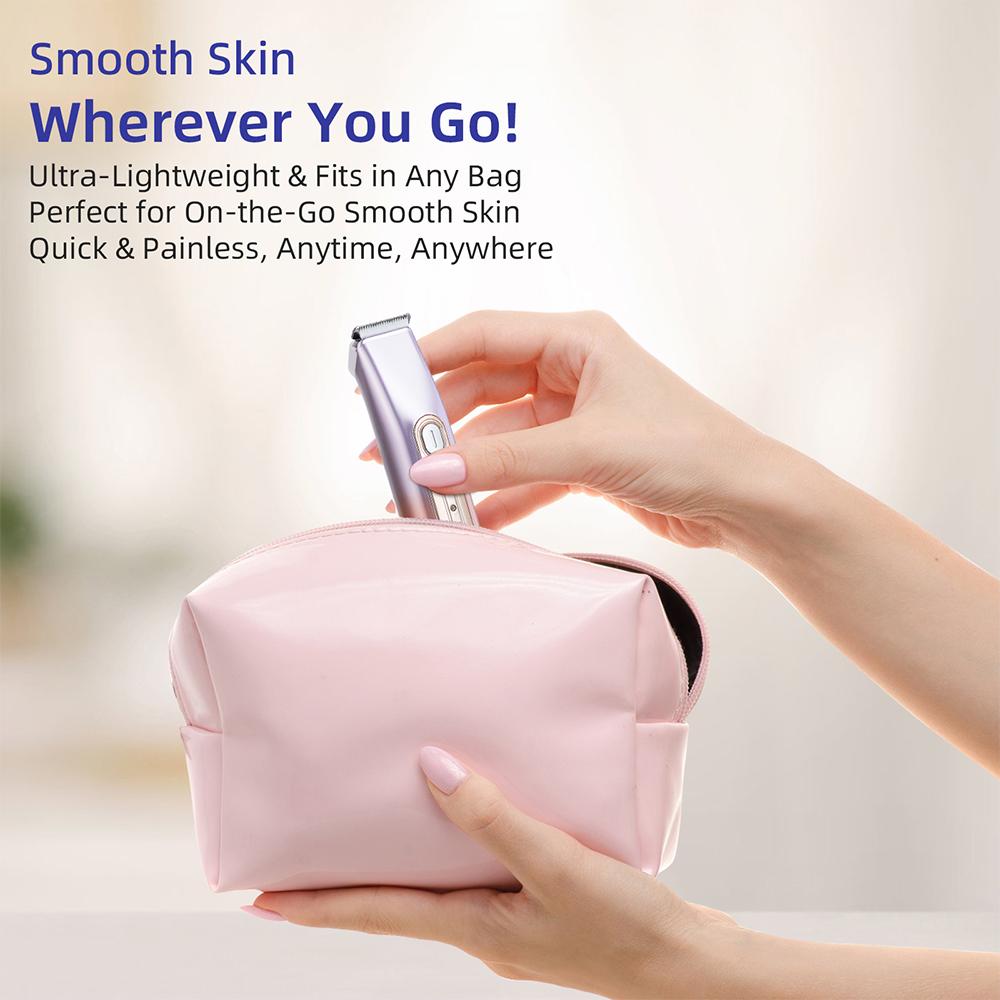 Dual-Head Hair Trimmer 2-in-1 Bikini Shaver With Ceramic Blade Heads Women's Electric Razor Painless Hair Remover Body Trimmer
