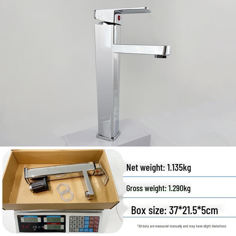 Artistic Basin Faucet: Elevated Single Hole, Dual Temperature Control for Bathroom Sink