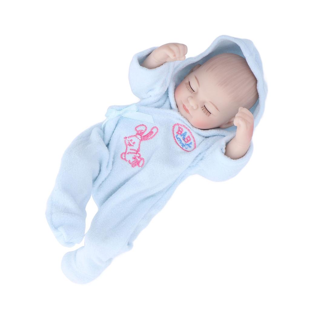 10inch Reborn Dolls Soft Silicone Delicate Facial Details Washable Lifelike Baby Doll Toy with PajamasBlue