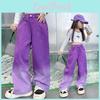 Jeans Moda Ragazze Pantaloni Rosa a Gamba Larga Abbigliamento Bambini Primavera Autunno Pantaloni Streetwear