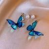 Simple Zircon Butterfly Earrings Light Luxury High-end Stud Earrings Temperament Fashionable Sweet Pearl Earrings Women