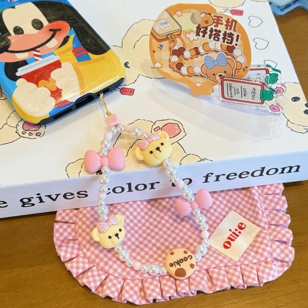 Anti-loss Mobile Phone Lanyard Biscuit Bear Cell Phone Strap Bead Phone Chain  Phone Charm