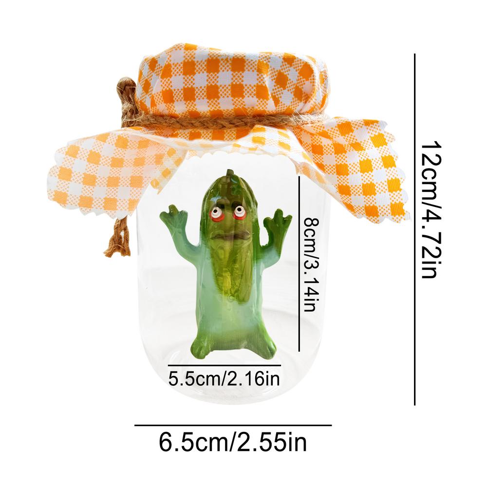 Creative Pickle in a Jar Sculpture Handmade Cute Emotional Support Pickle Funny Cucumbers Ornament for Home Decor