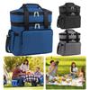 Insulated Cooler Picnic Camping Bag Double Layers Food Tote Bag Insulated Lunch Bag  Camping