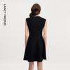 LANGZI High-Neck Sleeveless Ribbed A-Line Mini Dress