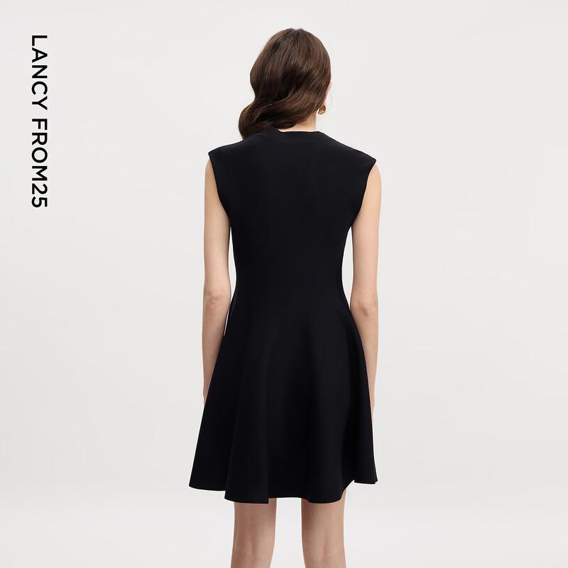 LANGZI High-Neck Sleeveless Ribbed A-Line Mini Dress