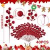 40pcs Red Faux Holly Berries Branches for Christmas Tree Wreath DIY Decor
