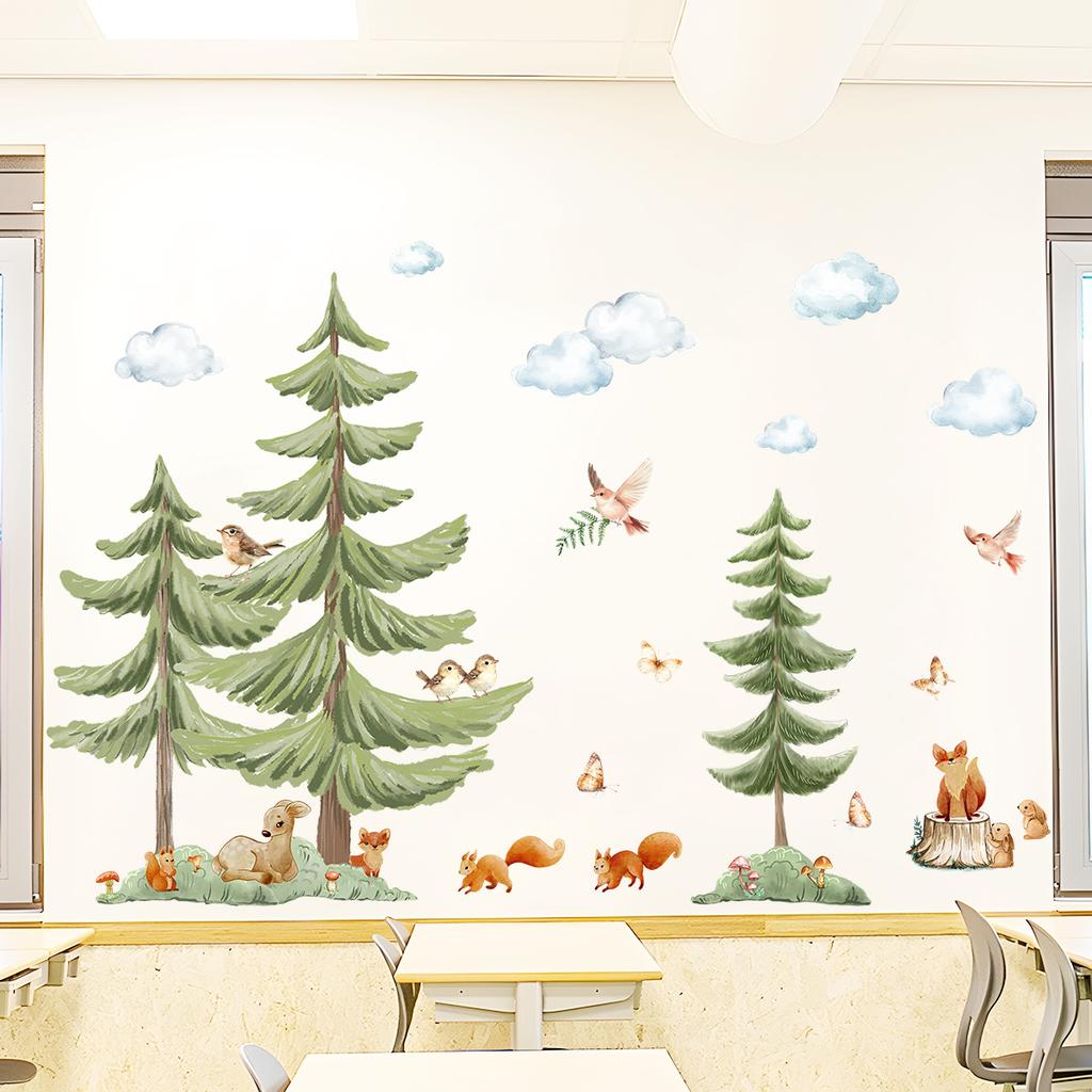 Forest Cloud Little Animals Wall Sticker Removable Background Decor for Living Room Home Decoration