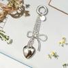 Delicate Heart Bowknot Pendant Keychain Simple Sophisticated Keyring Bags Accessory for Handbag and Phone Cases