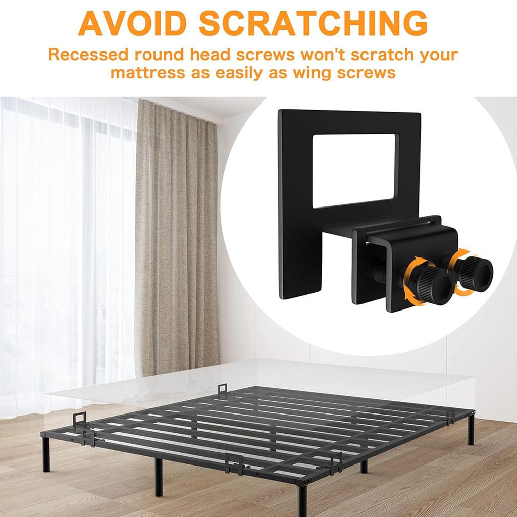 Pack of 4 Heavy Duty Metal Bed Frame Brackets Secure Stabilizers for Bedroom Furniture Easy Installation No Tools Needed