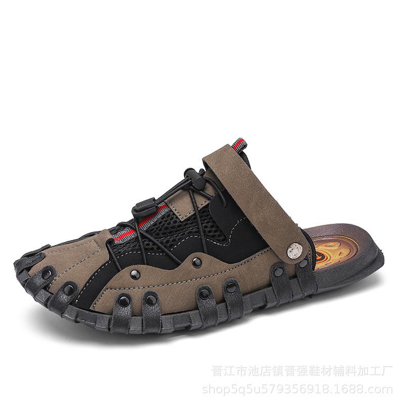 

Летние пляжные шлепанцы большого размера, уличная платформа, мужская мода, нескользящие сандалии, дышащие модные шлепанцы с закрытым носком 46