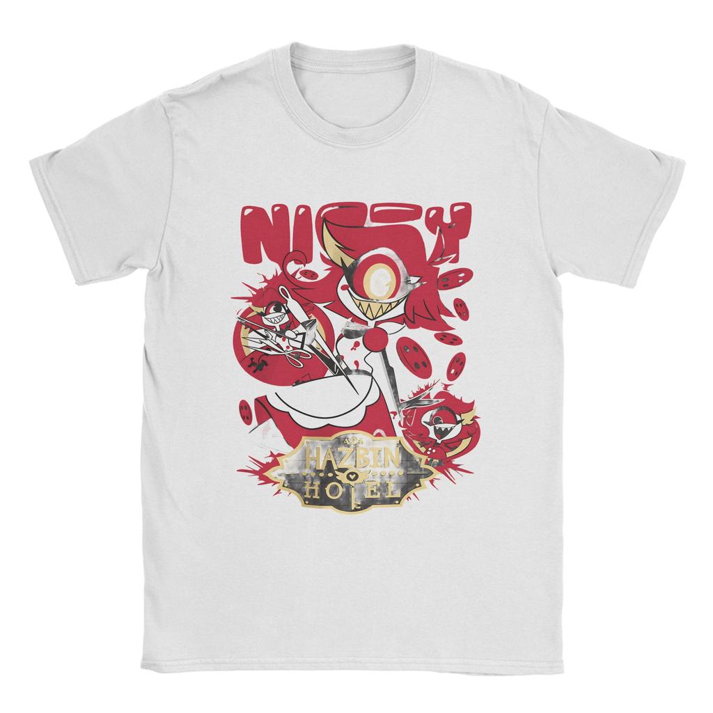 Hazbins Hotel T-Shirts Men  Leisure Cotton Tees Crewneck Short Sleeve T Shirts Summer Clothing