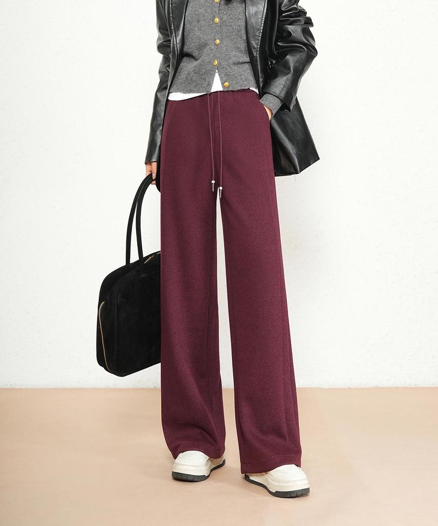Women's Wide-Leg Winter Sweatpants with Drawstring Waist - Casual European & American Style.