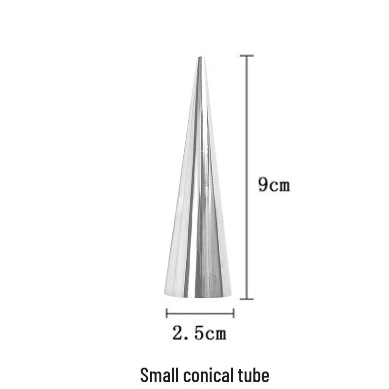 Stainless Steel Conical Croissant and Ice Cream Cone Mold with Flat Opening in Spiral Tube Shape No. 2 Conical Tube [Unpacked]