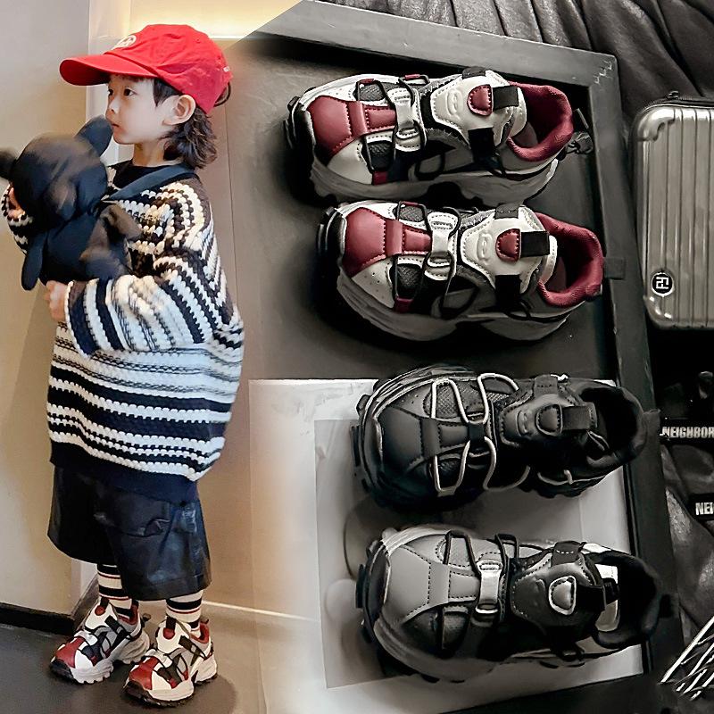 Jungenschuhe 2025 Frühling neue beliebte Kindersportschuhe schmutzabweisende Lauf-Papa-Schuhe weiche Sohlen ältere Kinder und Jungen