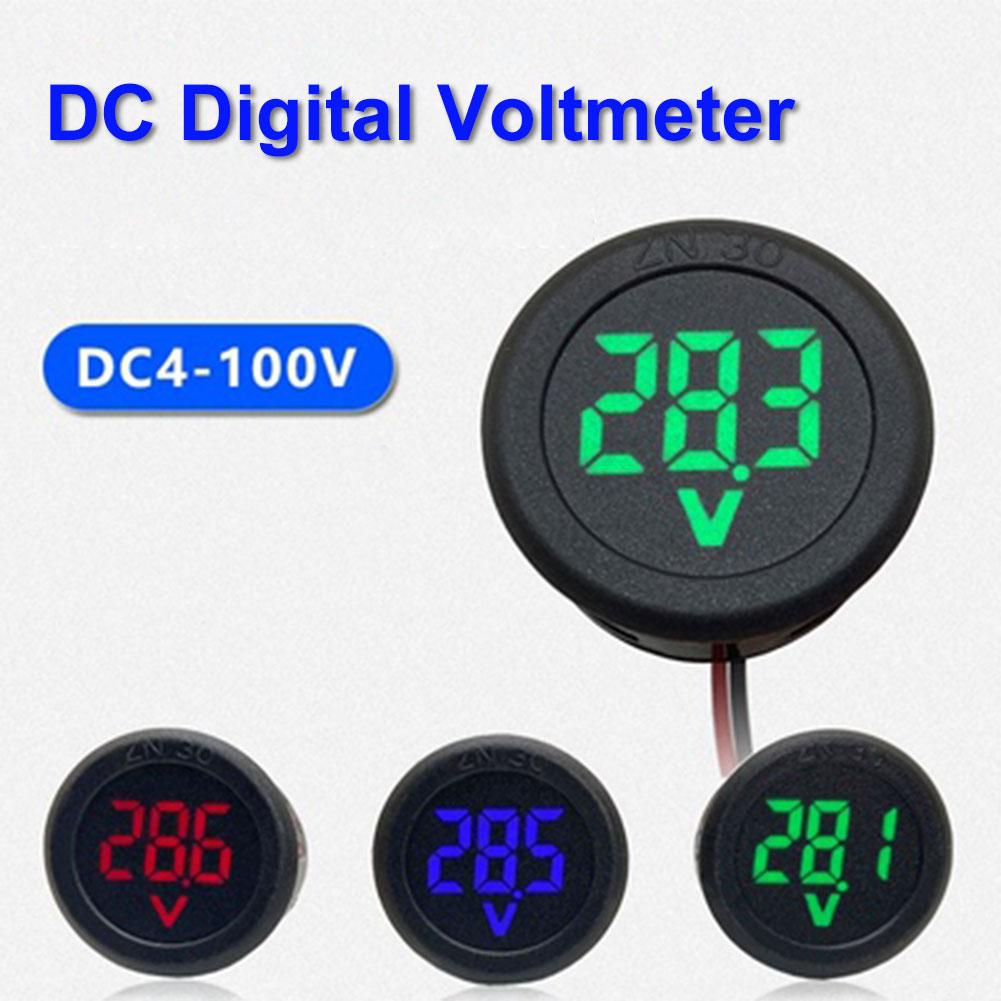 

DC 4-100V Circular Two-wire Voltmeter Programmable LED Digital Display Round Voltmeter Head Small Voltage Meters Volt Test Tool зелений