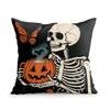 Home Decor Skeleton & Rose Halloween Themed Pillow Covers Pattern Cushion Cover Suitable For Sofa Bedroom Car Pillow Cover