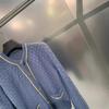 Elegant European Wool Knit Cardigan - Women's Short Round Neck Sweater with Metal Chain (Autumn/Winter)