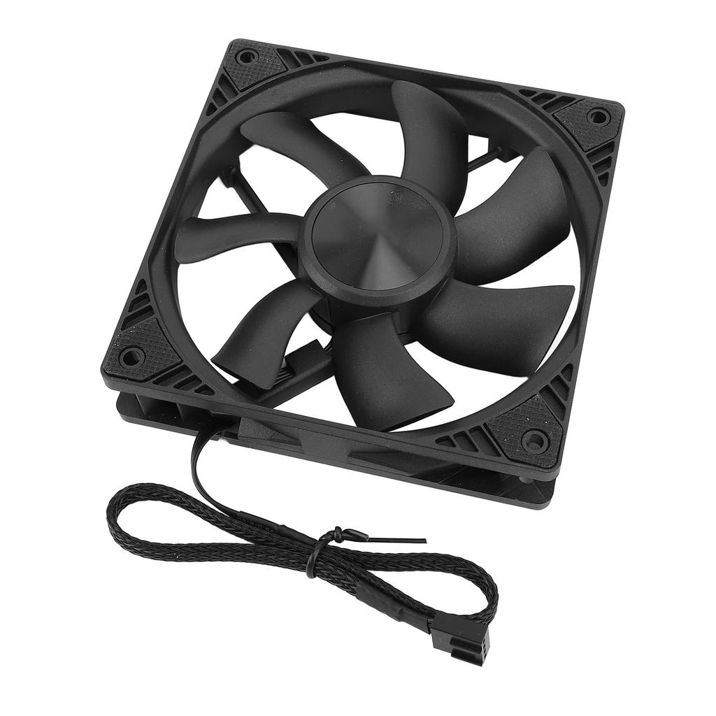 PC Case Fan 120mm PWM Intelligent Control MFDB Bearing Case Cooling Fan with 4 Pin Extension Cable 12V Black