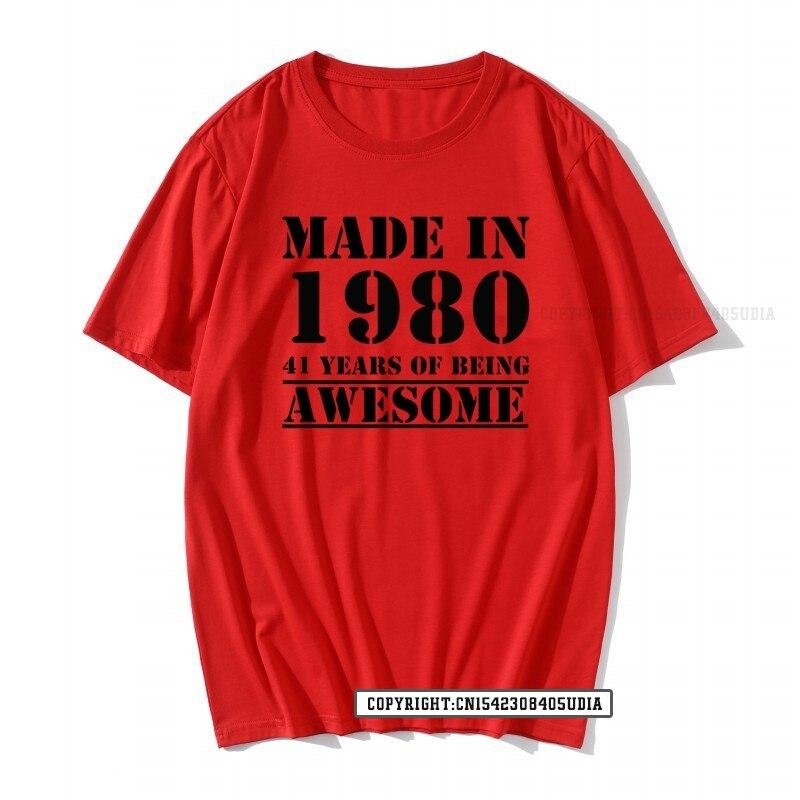 Grappig Gemaakt In 1980 41 Jaar Geweldig Zijn Verjaardag Print T-shirt Katoenen T-shirts Mannen Slim Fit Modieuze Tops Shirt