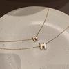 H letter pendant necklace women's niche high-end neck chain Xia titanium steel non-fading collarbone chain