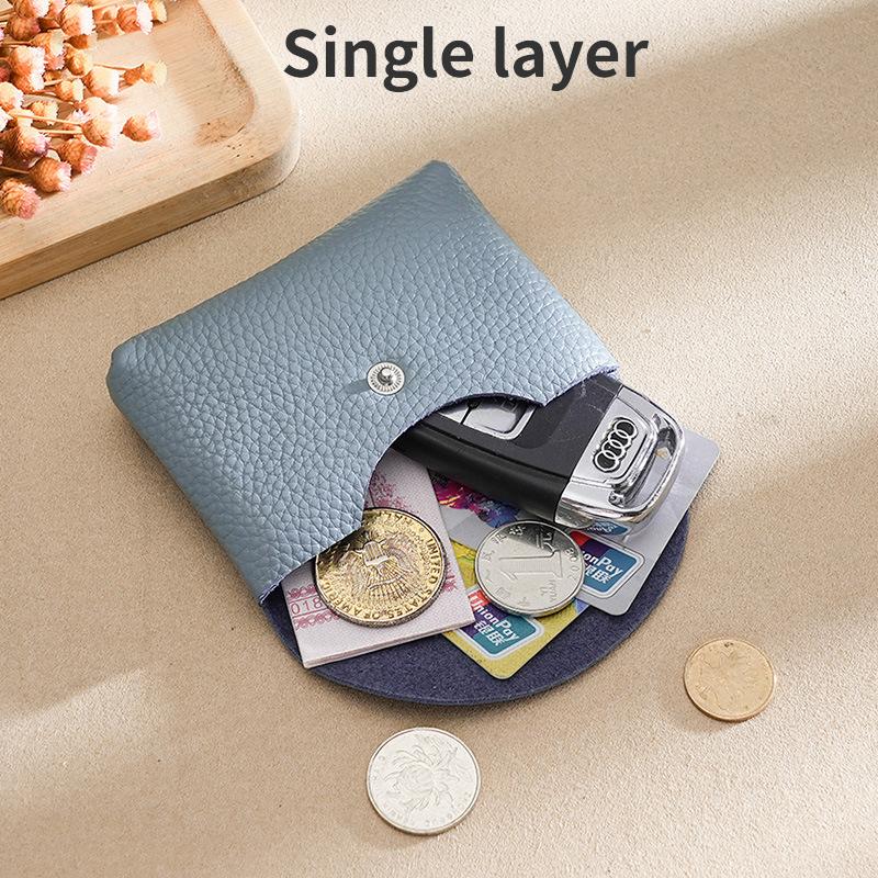 Leather Coin Purse for Women Double Layer Card Holder Mini Wallet Zipper Earphone Key Lipstick Storage Pouch Kids Money Bag Clip