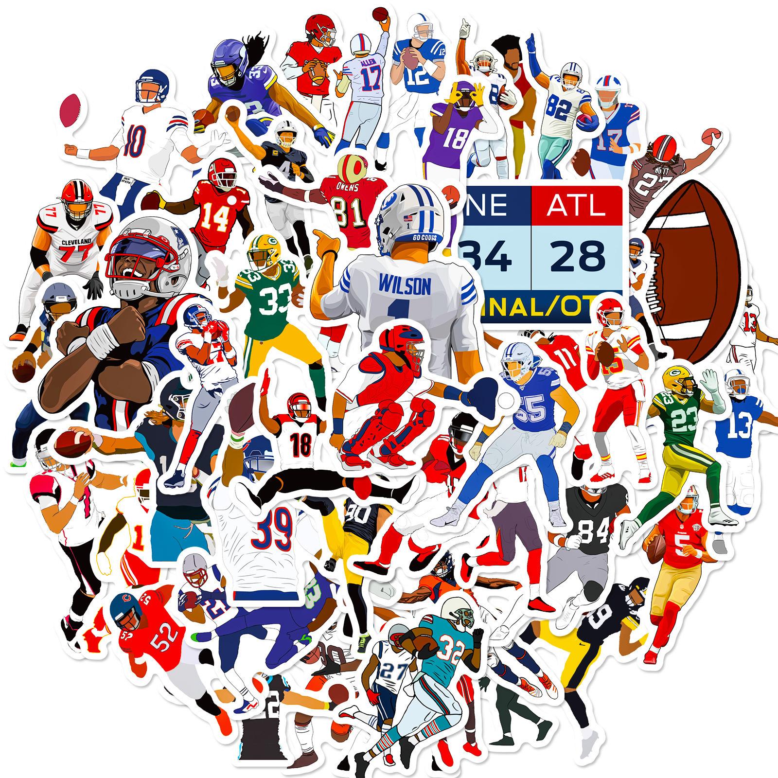 

50 Rugby Stickers, Outdoor Sports Ball Classic Action Stickers, Skateboard Luggage Football Stickers